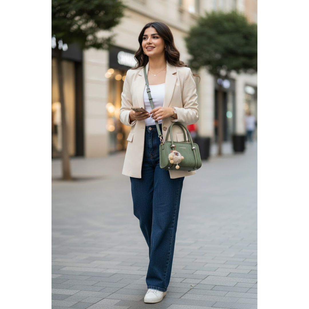 Premium Textured Handbag - Green