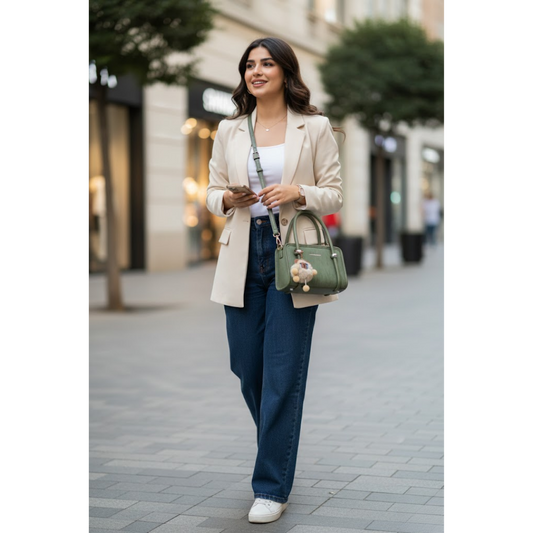 Premium Textured Handbag - Green