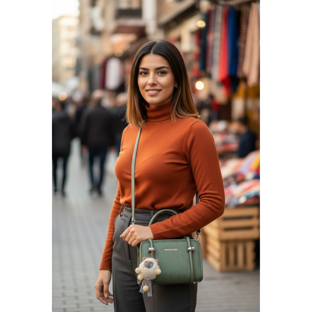 Premium Textured Handbag - Green