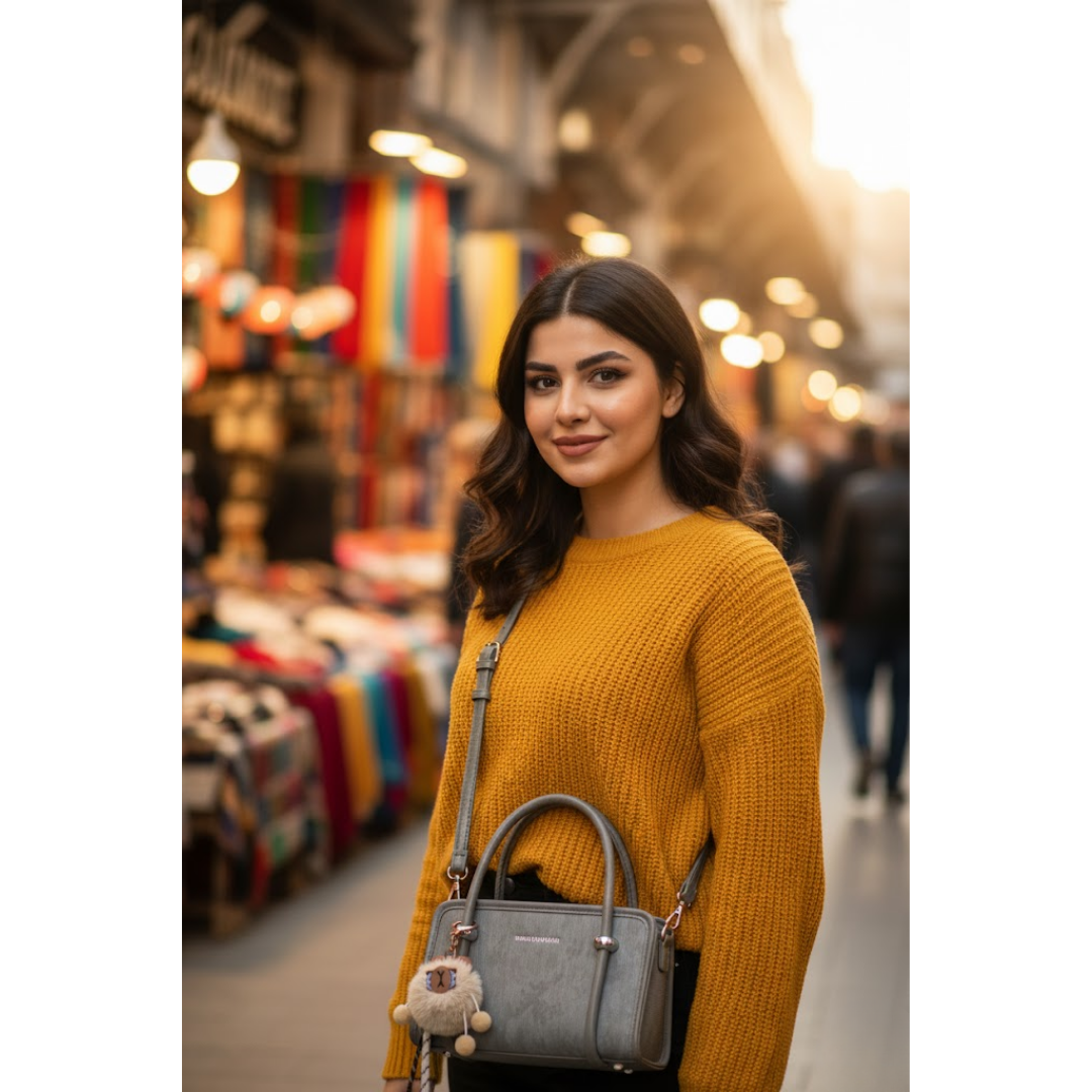 Premium Textured Handbag - Grey