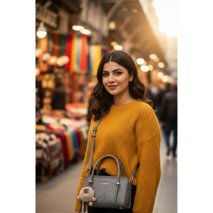 Premium Textured Handbag - Grey