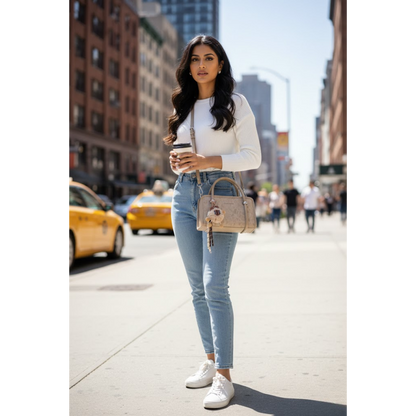 Premium Textured Handbag - Light Brown