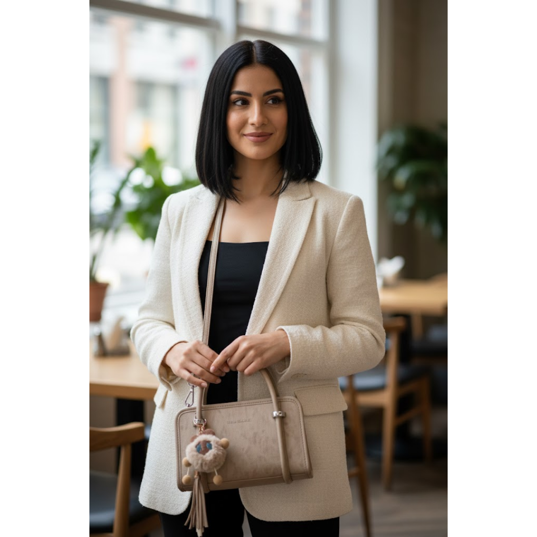 Premium Textured Handbag - Light Brown