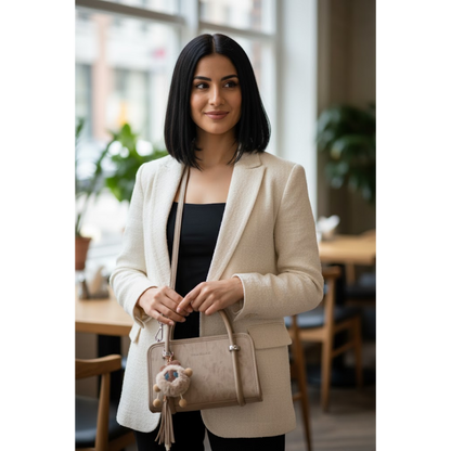 Premium Textured Handbag - Light Brown