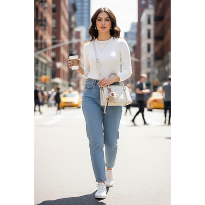 Premium Textured Handbag - White