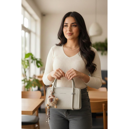 Premium Textured Handbag - White