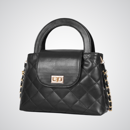 Quilted Mini Top-Handle Bag - Black