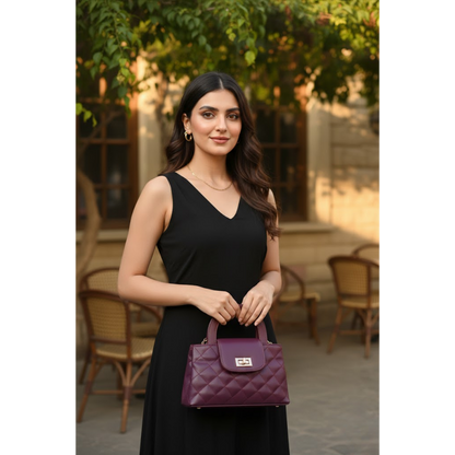 Quilted Mini Top-Handle Bag - Deep Purple