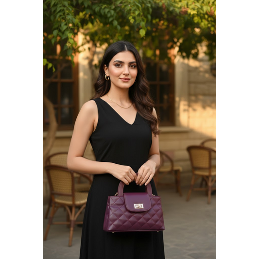 Quilted Mini Top-Handle Bag - Deep Purple