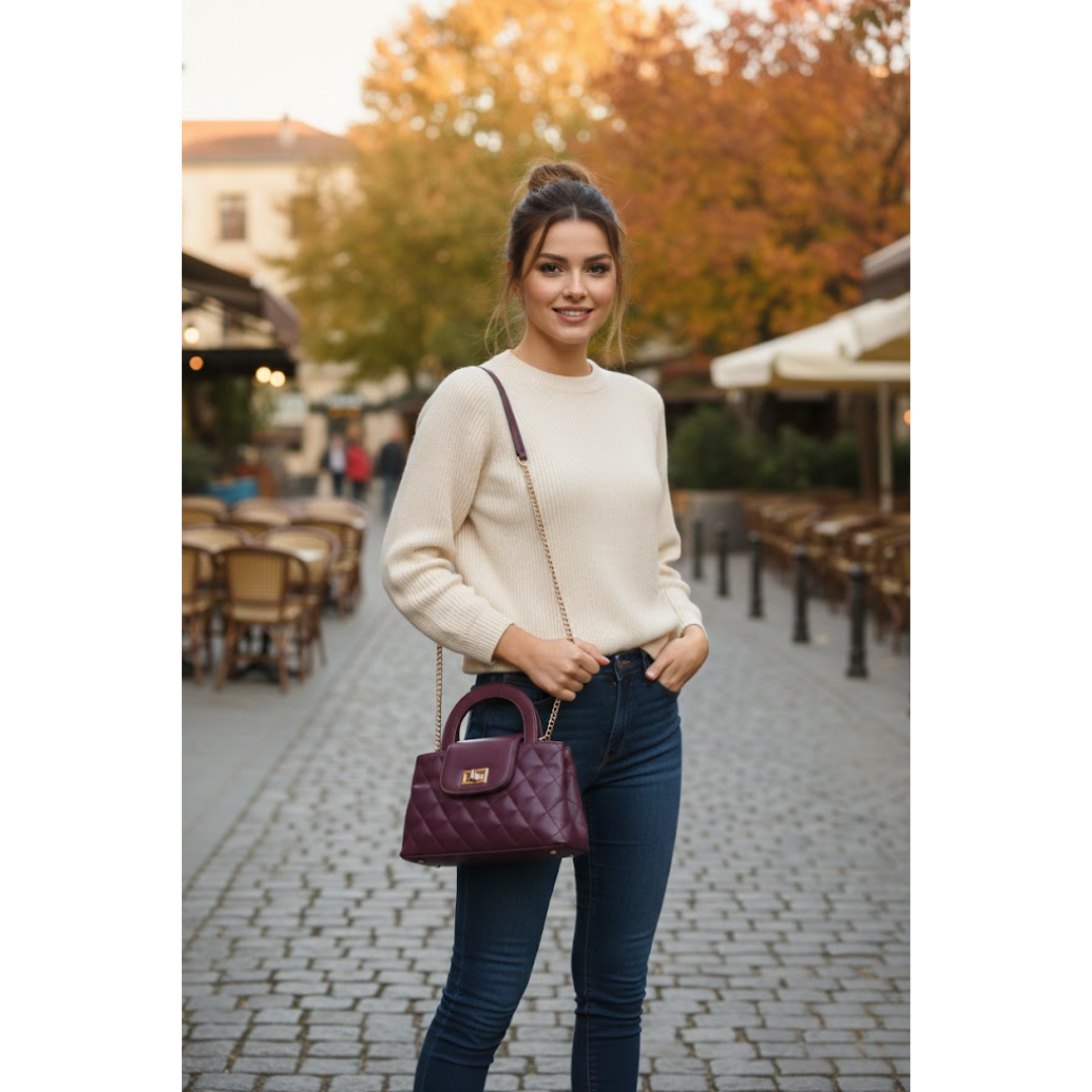 Quilted Mini Top-Handle Bag - Deep Purple
