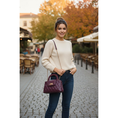 Quilted Mini Top-Handle Bag - Deep Purple