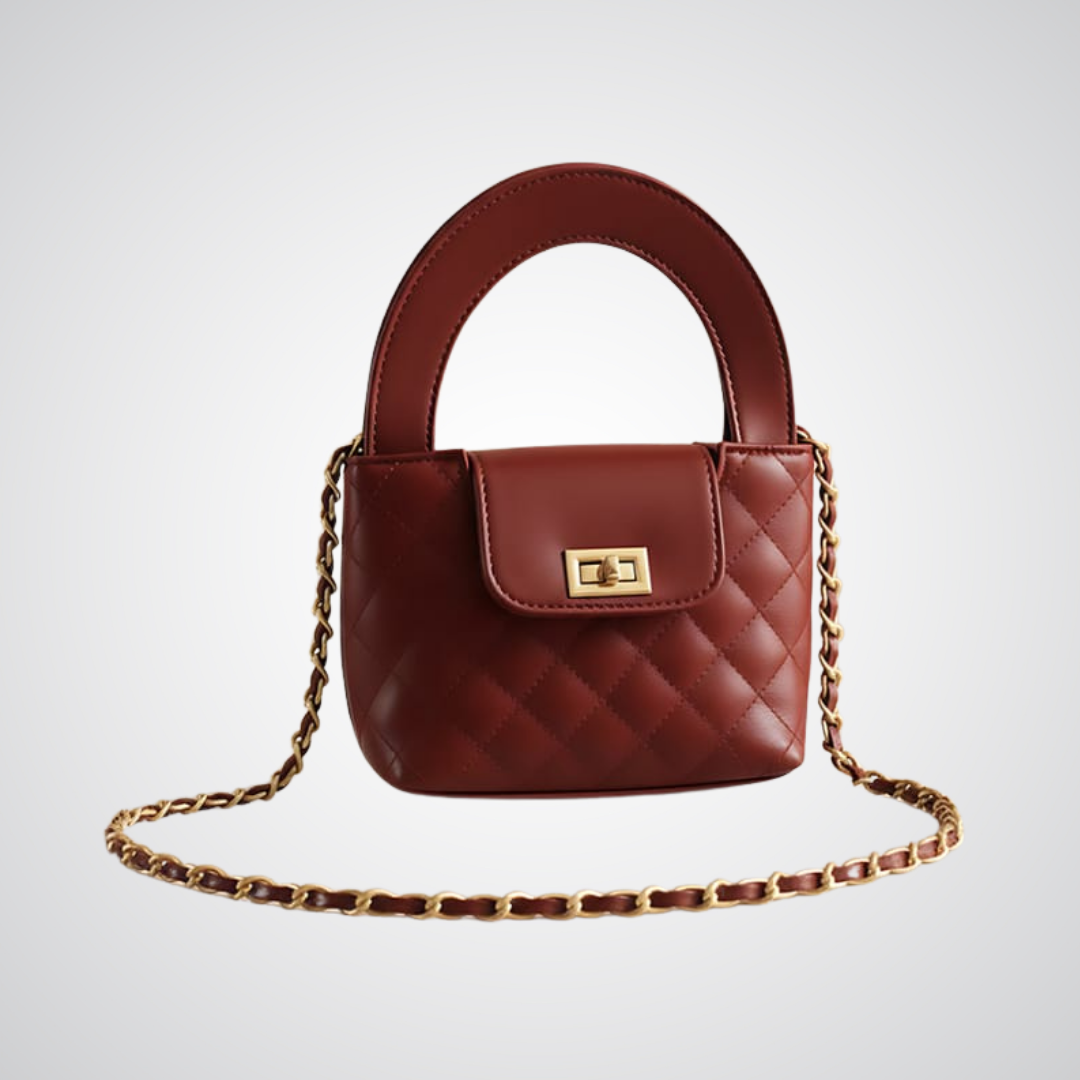 Quilted Mini Top-Handle Bag - Maroon