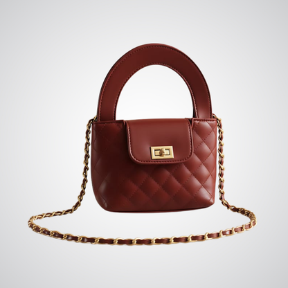 Quilted Mini Top-Handle Bag - Maroon