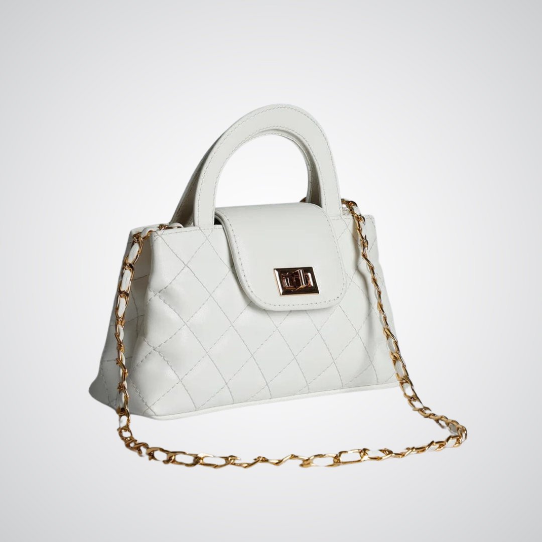 Quilted Mini Top-Handle Bag - White