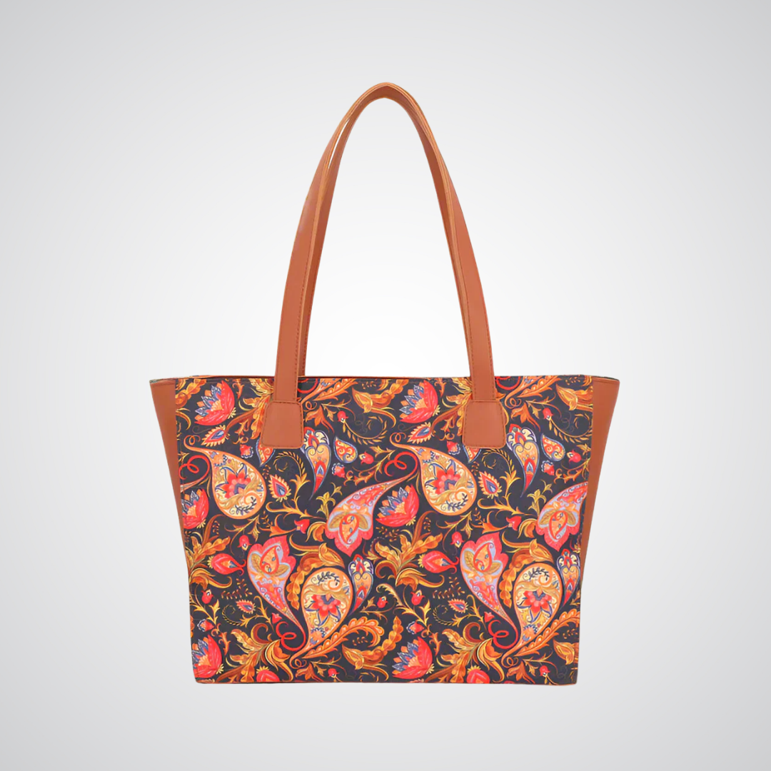 Shahi Side Rexine Canvas Tote - Black