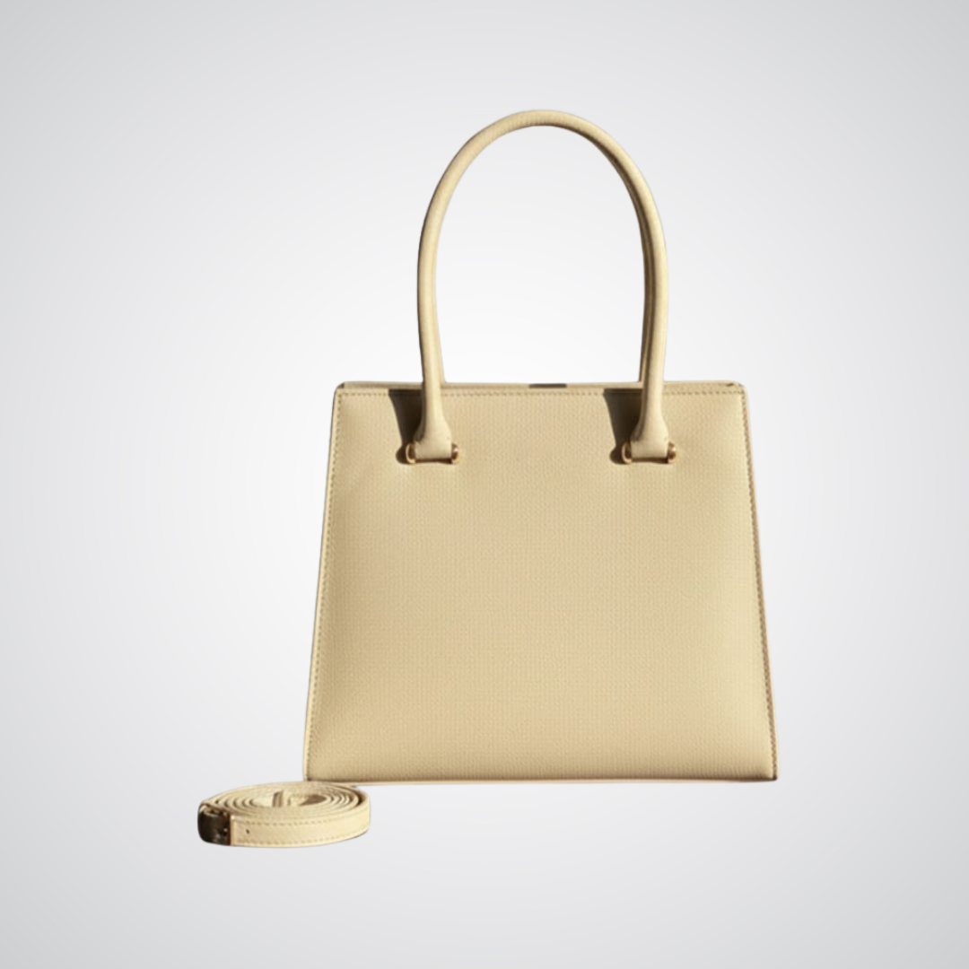 Structured Trapeze Tote - Beige