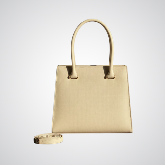 Structured Trapeze Tote - Beige