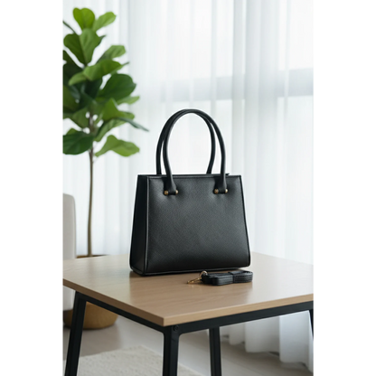 Structured Trapeze Tote - Black