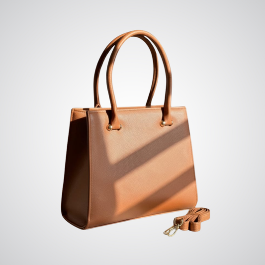 Structured Trapeze Tote - Brown
